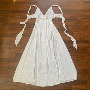 Asos Designs White Halter Sundress Double Slit Front Backless Women’s 6 Petite